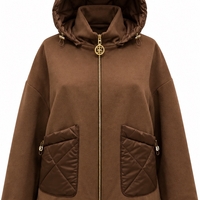 Brown Hooded Jacket with Quilted Pockets/25101/
