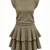 Elegant Two-Piece Women’s Set with Flared Skirt /2450/Beige