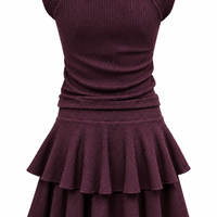 Elegant Two-Piece Set with Layered Flared Skirt/2450/
