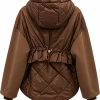 Brown Hooded Jacket with Quilted Pockets/25101/