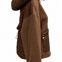 Brown Hooded Jacket with Quilted Pockets/25101/
