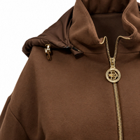 Brown Hooded Jacket with Quilted Pockets/25101/