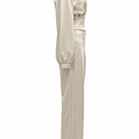 Satin Sporty-Elegant Two-Piece Set in Ecru/2183/