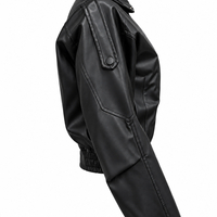 Women’s Faux Leather Belted Jacket with High Collar/2061/