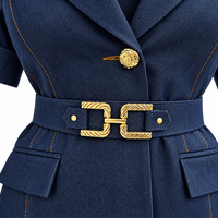 Elegant dark navy blazer with belt/20-79/