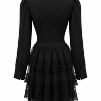 Елегантна черна рокля с дантела и корсетна талия/2316/черно