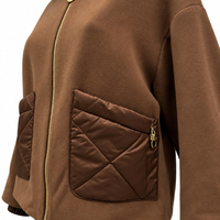 Brown Hooded Jacket with Quilted Pockets/25101/