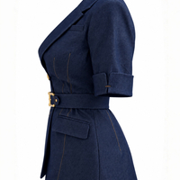 Elegant dark navy blazer with belt/20-79/