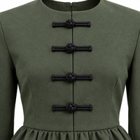Elegant Two-Piece Women’s Set with Peplum /2608/Olive Green