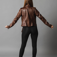 Geaca de piele BROWN CROCO