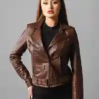 Geaca de piele BROWN CROCO
