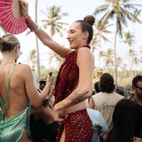 Shimmer Deep-V Hooded Top