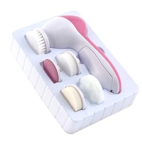 Aparat perie de masaj si ingrijire faciala 5-in-1, culoare Alb/Roz