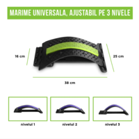 Dispozitiv Ortopedic NEO™ 3in1, pentru Suportul, Intinderea, Masajul si Relaxarea Zonei Lombare, Verde