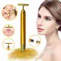 Aparat Masaj Facial Profesional, Neo™ Beauty Energy T Shape Bar, 24K Gold, Efect de Lifting Facial si Revitalizare a Tenului, Anti-Rid