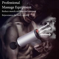 Aparat de Masaj Profesional, cu 4 capete interschimbabile si 6 trepte de intensitate, Neo™ Professional Gun®, pentru dureri musculare, reumatice, anticelulitic, Gri