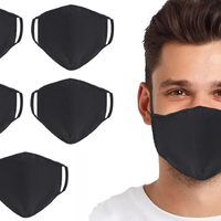 Set 5 masti de protectie textila din bumbac 100%, reutilizabila, Neo Cotton, Neagra