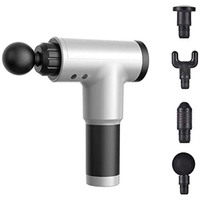 Aparat de Masaj Profesional, cu 4 capete interschimbabile si 6 trepte de intensitate, Neo™ Professional Gun®, pentru dureri musculare, reumatice, anticelulitic, Gri
