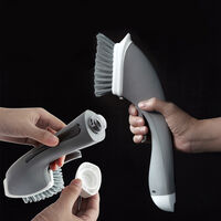 Perie Profesionala de Curatare Multifunctionala Neo™ Cleany® cu rezervor si pulverizator de sapun, si buton, 30 cm lungime, gri