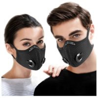 Masca Neagra de Protectie, Aspect Modern, Sport, cu Filtru de Carbon, 2 Valve
