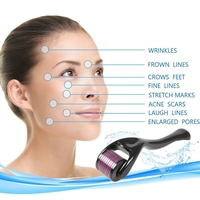 Aparat masaj facial Dermaroller pentru regenerarea pielii, cu 540 ace, negru/gri, 13 cm
