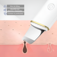 Aparat de curatare faciala cu ultrasunete NEO™, lifting ten, skin scrubber, indepartare puncte negre, hidratare, peeling, Alb