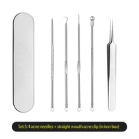 Set 8 pensete pentru extractie puncte negre, comedoane, acnee, ustensile cosmetice din inox, metalic, Neo™ Premium®