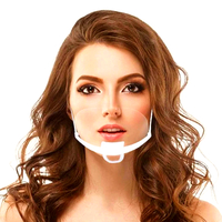 Set 12 Masti transparente reutilizabile pentru gura si nas, cu suport pentru barbie si elastic, bandou alb, Neo™ Horeca
