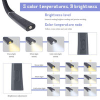 Lumina pentru citit cu pozitionare pe gat, Zggzerg, Cu 3 Tipuri De Lumina LED si 3 Nivele de Intensitate, Portabila, Multifunctionala, Reincarcabila USB, Capacitate Baterie 1000 mAh, Pentru Citit, Reparat, Plimbari Nocturne, Camping, Gri