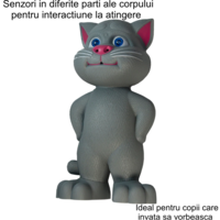 Jucarie Talking Tom: Motanul Inteligent Vorbitor, 40 cm, Culoare Gri, Neo™