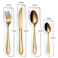 Set Tacamuri cu Finisaj Lucios, 24 piese, din Otel Inoxidabil, Auriu, Neo™