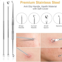 Set 6 pensete pentru extractie puncte negre, comedoane, acnee, ustensile cosmetice din inox, metalic, Neo™ Premium®