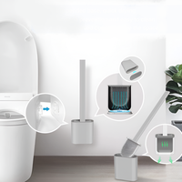 Perie de Silicon pentru Toaleta. cu Suport din Plastic, Aspect Modern, Gri, Neo™