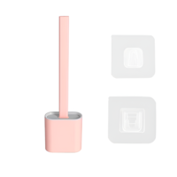 Perie de Silicon pentru Toaleta. cu Suport din Plastic, Aspect Modern, Roz, Neo™