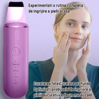 Aparat de curatare faciala cu ultrasunete NEO™, lifting ten, skin scrubber, indepartare puncte negre, hidratare, peeling, Mov