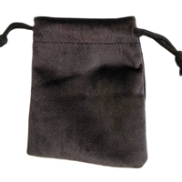 Saculet Premium Neo™ pentru bijuterii, din velur tip catifea cu snur, negru 8x10 cm