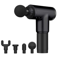 Aparat de Masaj Profesional, cu 4 capete interschimbabile si 6 trepte de intensitate, Neo™ Professional Gun®, pentru dureri musculare, reumatice, anticelulitic, Negru