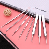 Set 8 pensete pentru extractie puncte negre, comedoane, acnee, ustensile cosmetice din inox, metalic, Neo™ Premium®