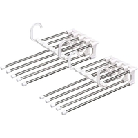 Umeras Pliabil Neo™ Organizator Compact® pentru perechi de pantaloni, cu tije din inox, 48 x 15 cm, Carlige Albe