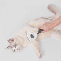 Set Format din Perie cu buton auto-curatare pentru animale, Neo™ Pet-Pet®, utila in curatarea si ingrijirea parului, 20x10x6 cm, pisici, caini, iepuri, gri si Perie pentru curatarea parului, 20x20x3 cm, gri