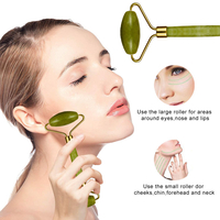 Set Rola Dubla Roller Jade si Piatra Guasha de Jad, Neo™, aparat / dispozitiv pentru masaj facial si corporal si drenaj limfatic, Verde