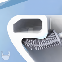 Perie de Silicon pentru Toaleta. cu Suport din Plastic, Aspect Modern, Albastru, Neo™
