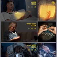 Lumina de lectura LED pentru gat, Daladen, 3 luminozitati reglabile, Reincarcabila, Negru