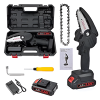 Mini Fierastrau cu Lant, 6 Inch, 1100 W, 2 baterii, 1 lant, Cutie de Instrumente Portabila, Negru, 24 V, Neo™