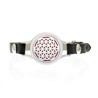 Bratara cu aromoterapie Neo™ WJ043, Sphere Red, eco-friendly, aliaj de zinc si piele ecologica