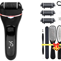 Set Aparat indepartare bataturi si piele uscata Calus Neo Foot Polisher, display digital, LED, incarcare USB, capat suplimentar si 3 role, 2000 rpm, Negru