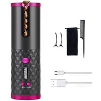 Ondulator Automat fara fir Wireless, Neo™ Ciuff®, cu 2 clame de par, un pieptan, 6 trepte de temperatura si afisaj LCD, 150 - 200 °C, baterie incorporata, Incarcare USB, Antracit-Roz
