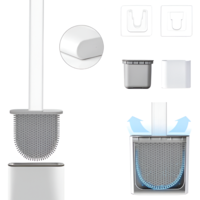 Perie de Silicon pentru Toaleta. cu Suport din Plastic, Aspect Modern, Alb, Neo™