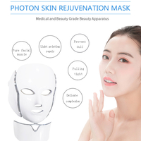 Masca LED Cosmetica Tratament Fotoni Fata si Gat, Neo™ Beauty, Anti-imbatranire, Anti-Acnee, Functie de Lifting, 7 Culori LED, Tratament non invaziv, Alba