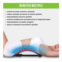 Dispozitiv Ortopedic NEO™ 3in1, pentru Suportul, Intinderea, Masajul si Relaxarea Zonei Lombare, Rosu